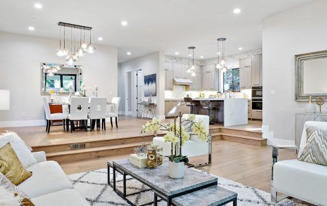 Open concept modern living room and kitchen remodeling